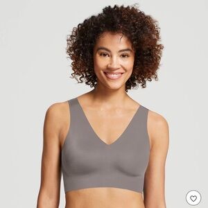 True & Co. Women's Gray V neck wireless bra L